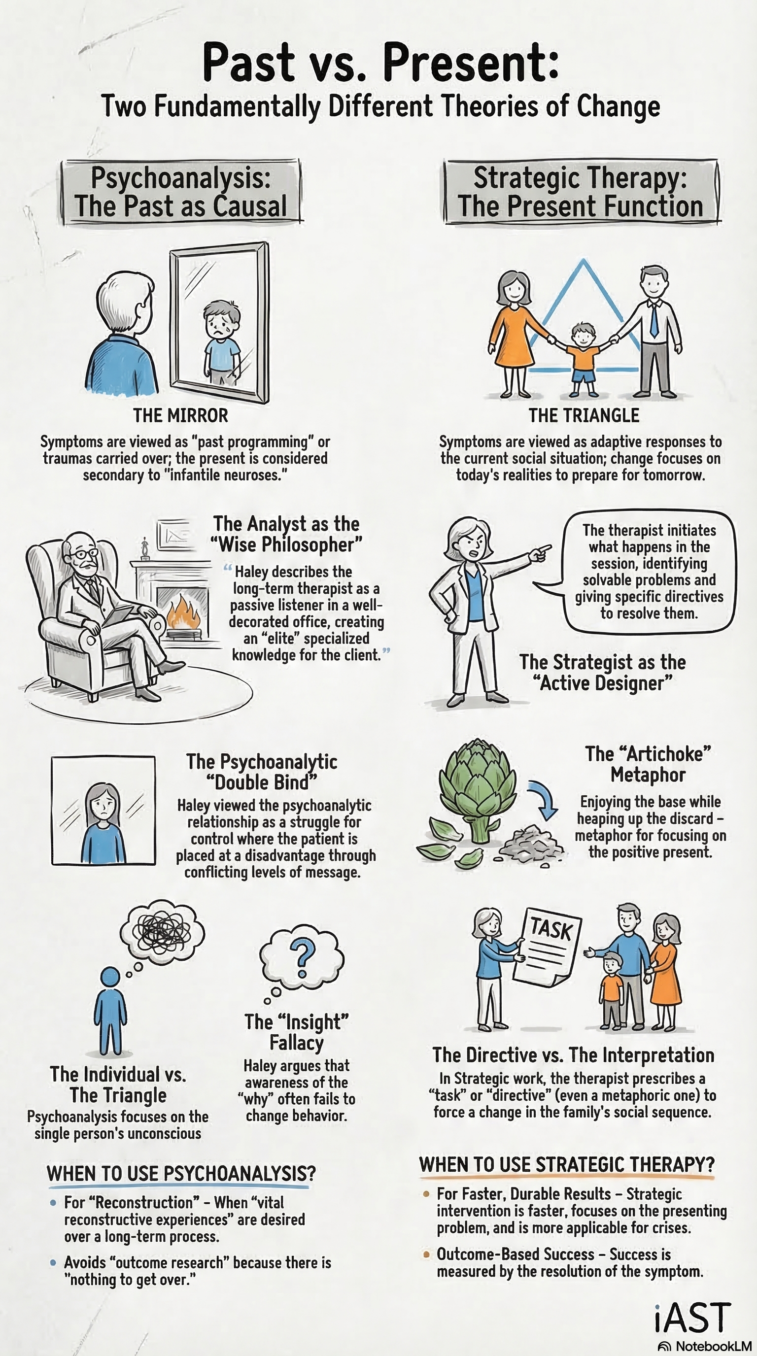 Past versus present: two fundamentally different theories of change in psychoanalysis and strategic therapy
